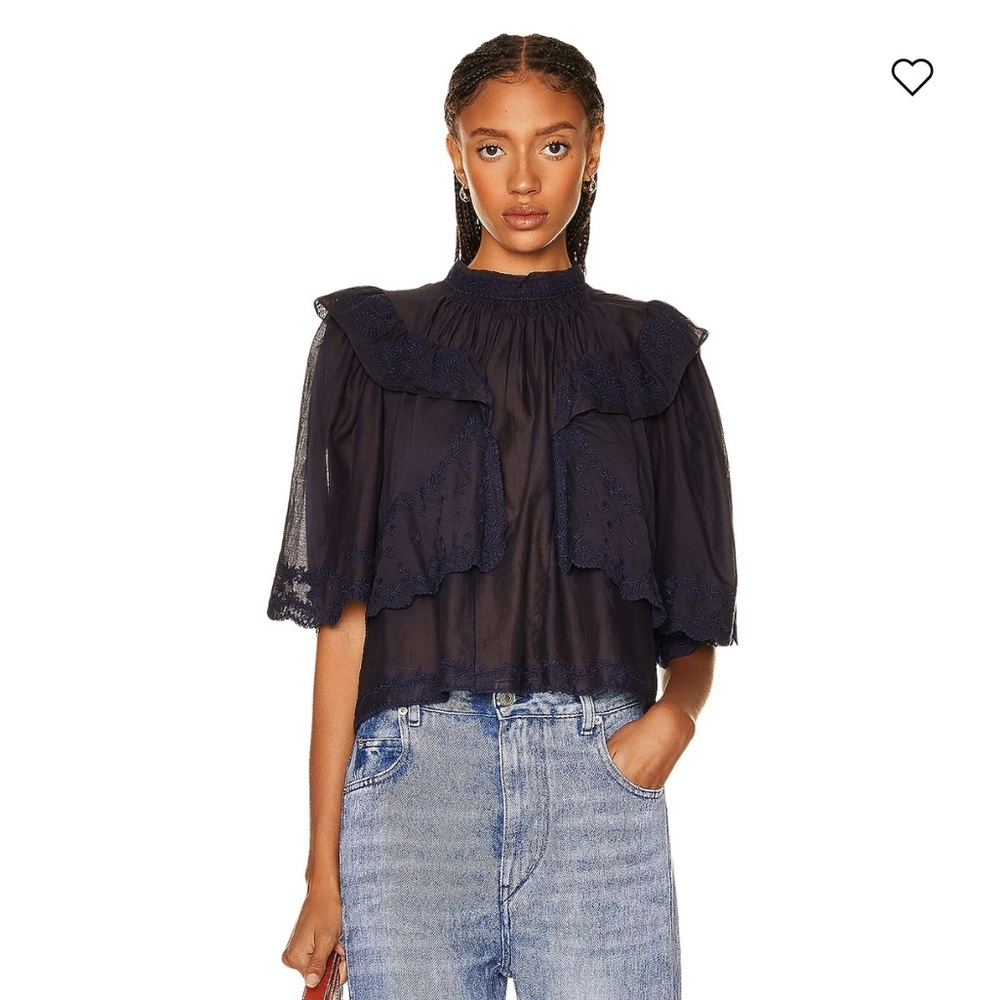 Isabel Marant Etoile Laeti Top Elegant Navy Lace Blouse